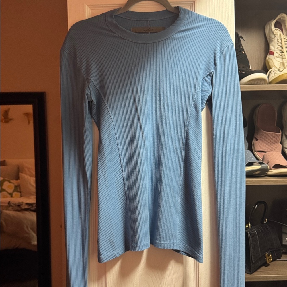 Enza Costa Slate Ribbed Top